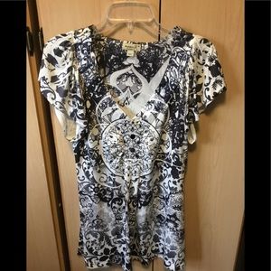 EUC Flutter Sleeve One World Top